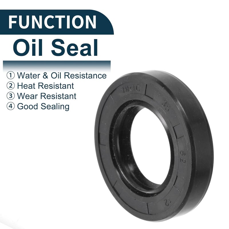TUCKBOLD Universal Oil Seal TC Double Lip W Steel Spring Seal Ring Rotary Shaft Seal 35x62x12mm High Pressure NBR Rubber Black 5 Pcs - Image 3